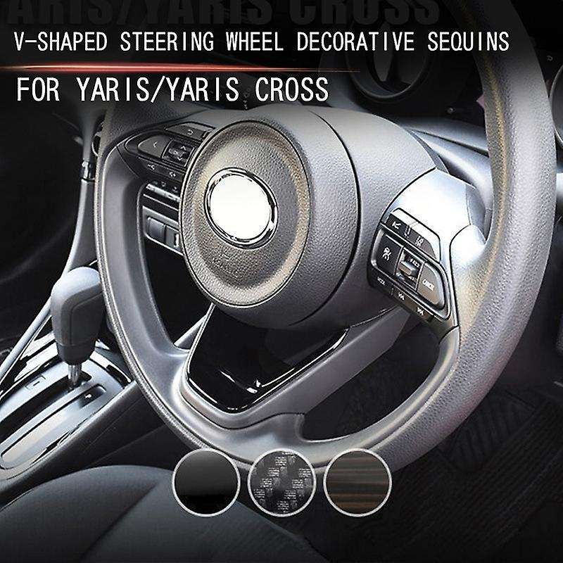 Carbon Fiber V Steering Wheel Panel Cover Trim Protector Cover Panel Decoration for Yaris 2020 2021