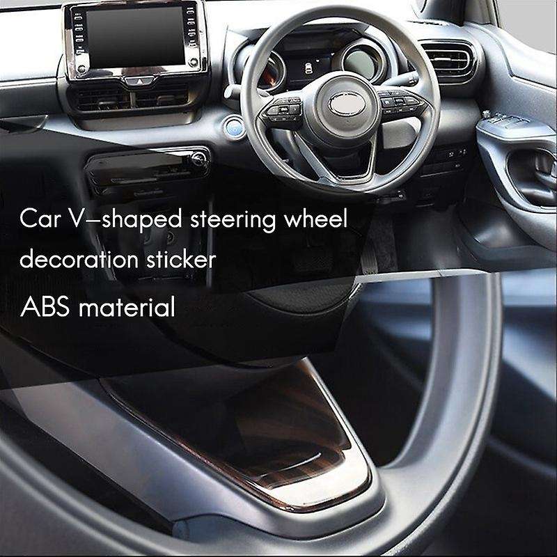 Carbon Fiber V Steering Wheel Panel Cover Trim Protector Cover Panel Decoration for Yaris 2020 2021