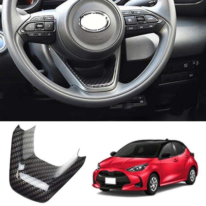 Carbon Fiber V Steering Wheel Panel Cover Trim Protector Cover Panel Decoration for Yaris 2020 2021