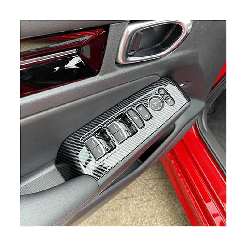 Carbon Fiber Window Glass Lift Button Trim Switch Cover Door Armrest Panel Sticker for 11th 2021-20