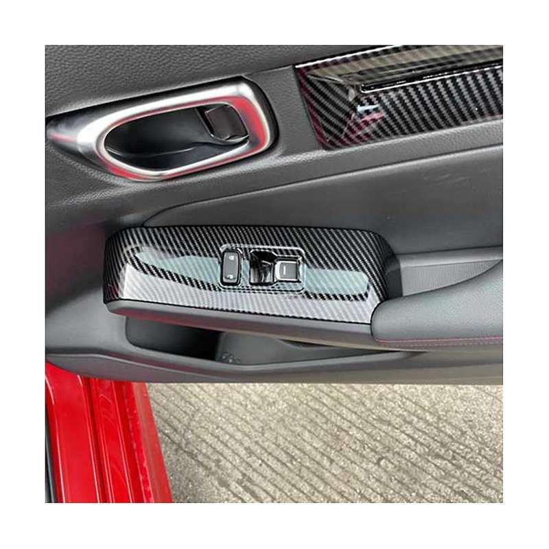 Carbon Fiber Window Glass Lift Button Trim Switch Cover Door Armrest Panel Sticker for 11th 2021-20
