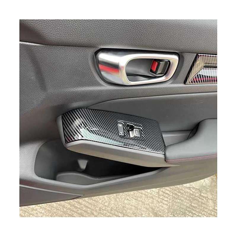 Carbon Fiber Window Glass Lift Button Trim Switch Cover Door Armrest Panel Sticker for 11th 2021-20