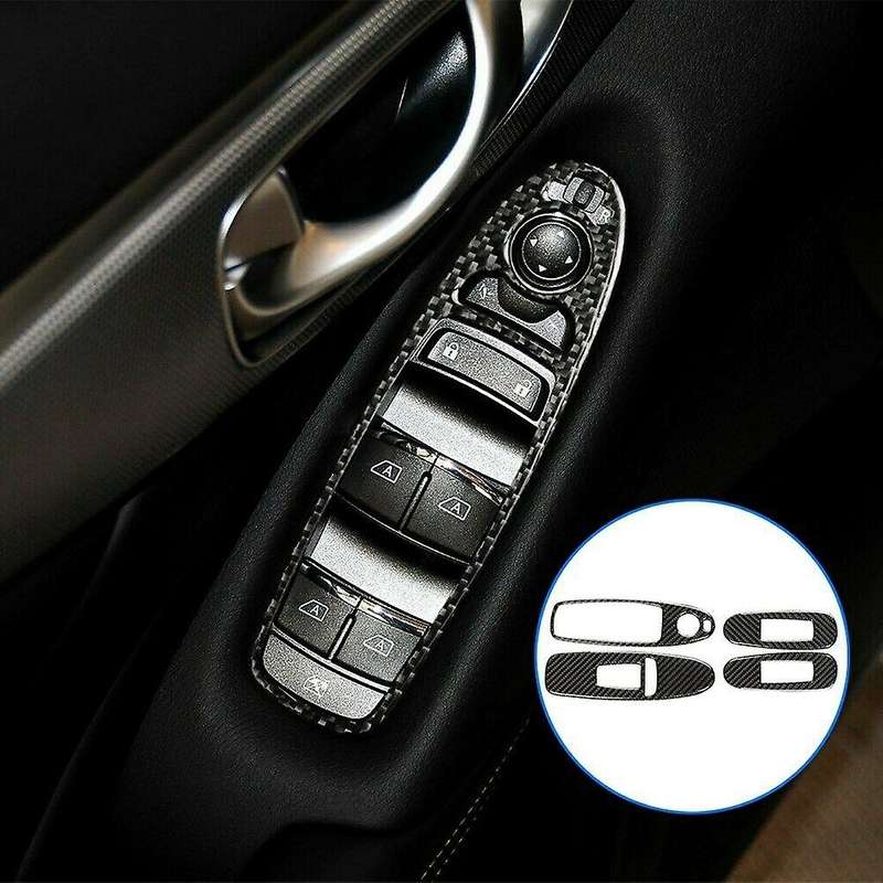 Carbon Fiber Window Lift Button Panel Cover Trim for Q50 Q60 2014-2019