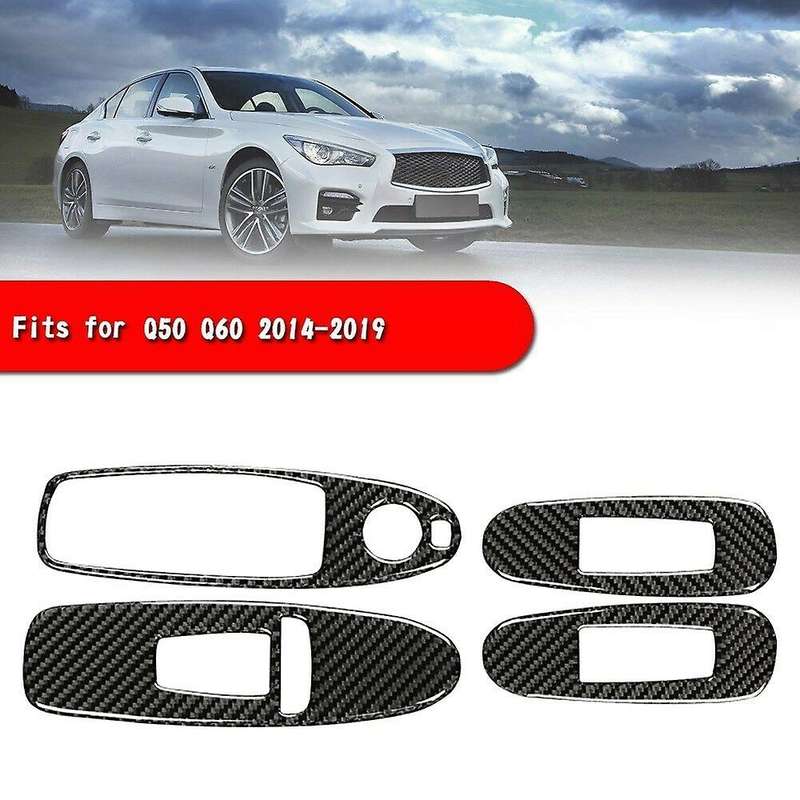 Carbon Fiber Window Lift Button Panel Cover Trim for Q50 Q60 2014-2019