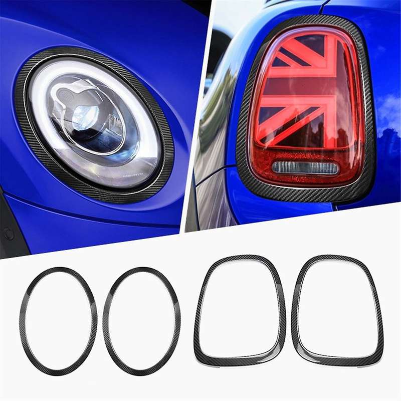 Carbon Fibre Car Headlight Ring Bezel Trim Cover TailLight Trim Cover for F55 F56 F57 2014-2020 Rear