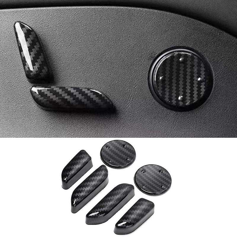Carbon Fibre ABS for Model 3 Seat Adjustment Switch Botton Cover Trim Decorative Frame Sticker Car A