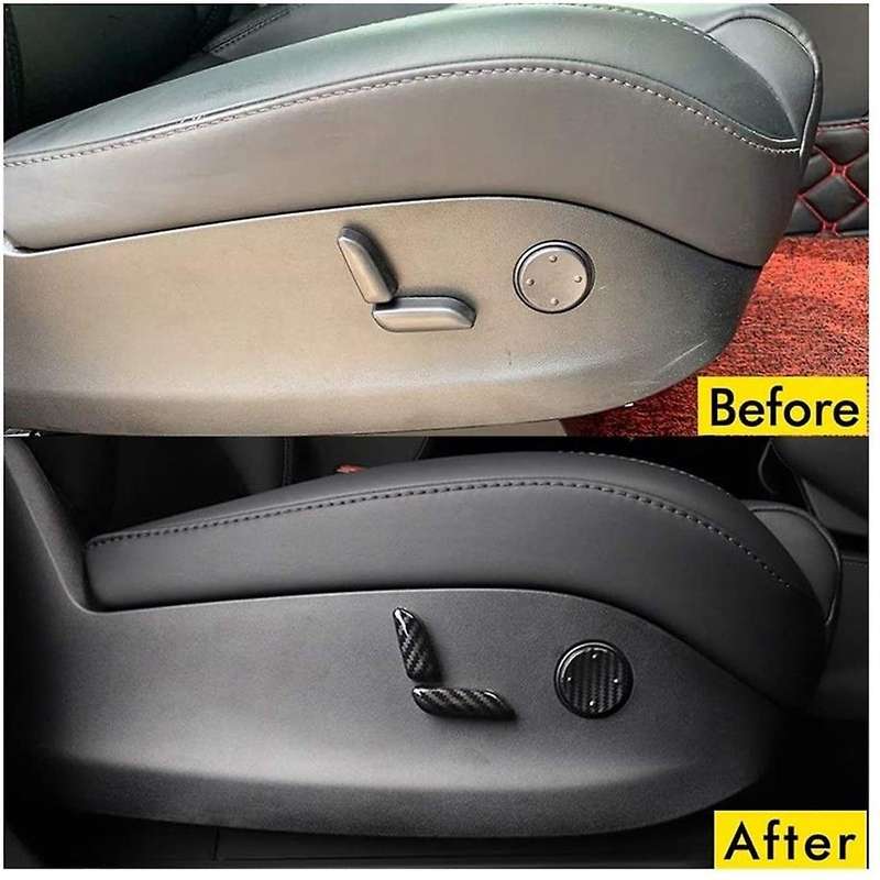 Carbon Fibre ABS for Model 3 Seat Adjustment Switch Botton Cover Trim Decorative Frame Sticker Car A
