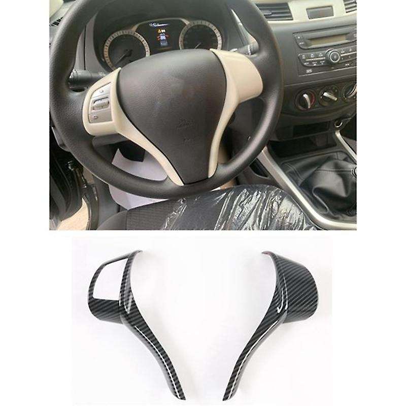 Carbon Fibre Car Steering Wheel Panel Button Cover Trim Decorative Sticker for Navara NP300 2019-202