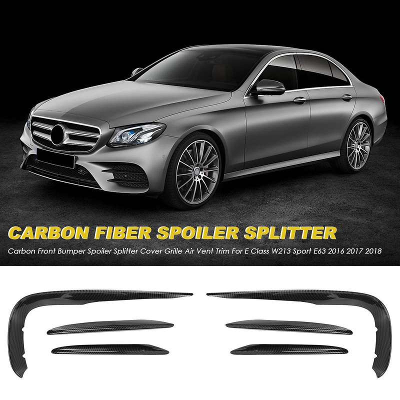 Carbon Front Bumper Spoiler Splitter Cover Grille Trim for E Class W213 Sport E63 2016 2017 2018