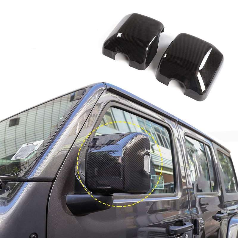 Carbon Fibre Rear View Mirror Cover Reverse Mirror Cover Decoration Frame with Turn Light for Wrangl