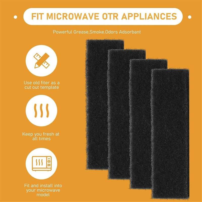 Carbon Microwave Air Filter Replacement for OTRFILTER / OTRFILTER1 PureAir Charcoal Carbon 4-Pack