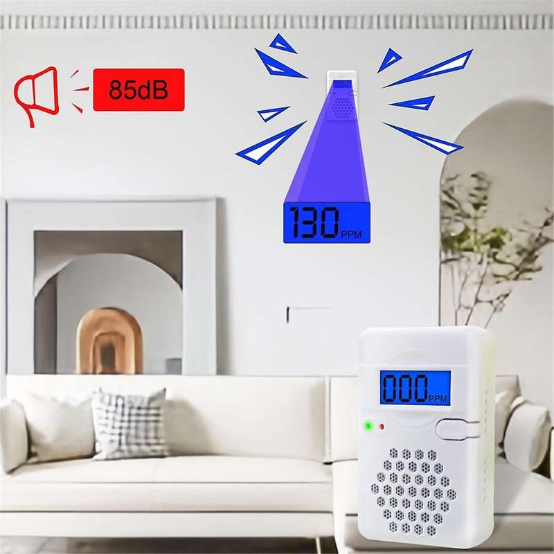 Carbon Monoxide Detectors, Portable CO Alarm Detector Device with LED Digital Display for Home, Trav