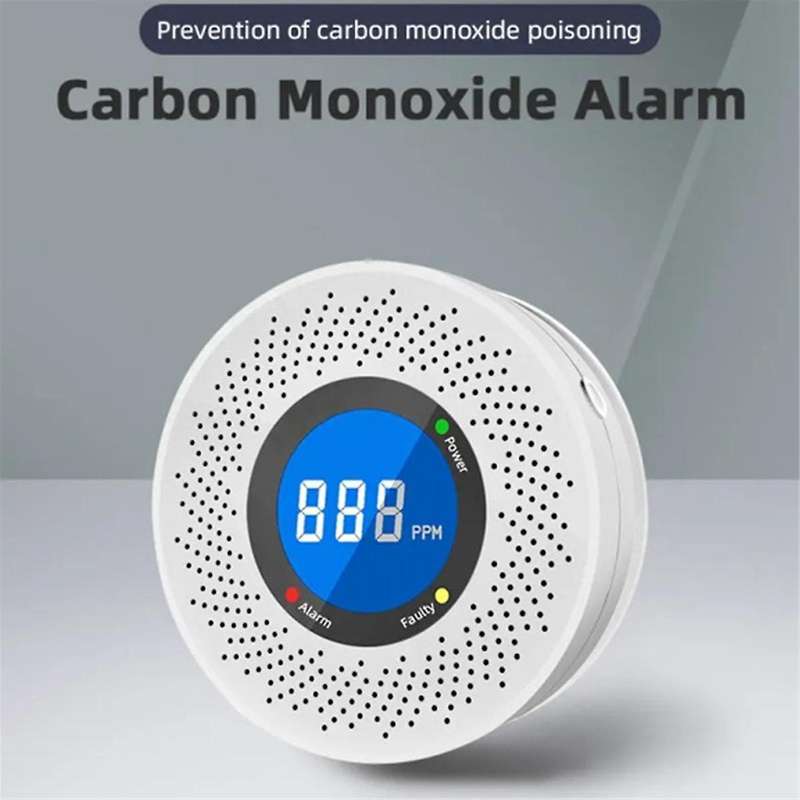 Carbon Monoxide Standalone Detector CO Alarm with Screen Display Battery Powered for Home Kitchen Of