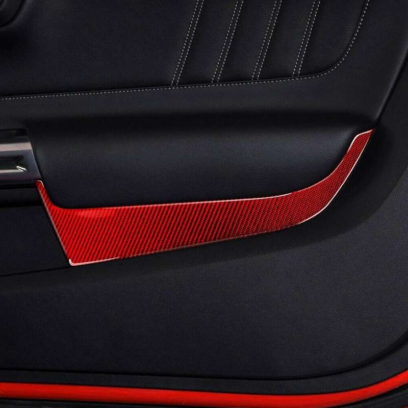 Carbon Pattern Red Interior Mouldings Car Door Panel Decoration Cover Stickers for 2015+ Styling
