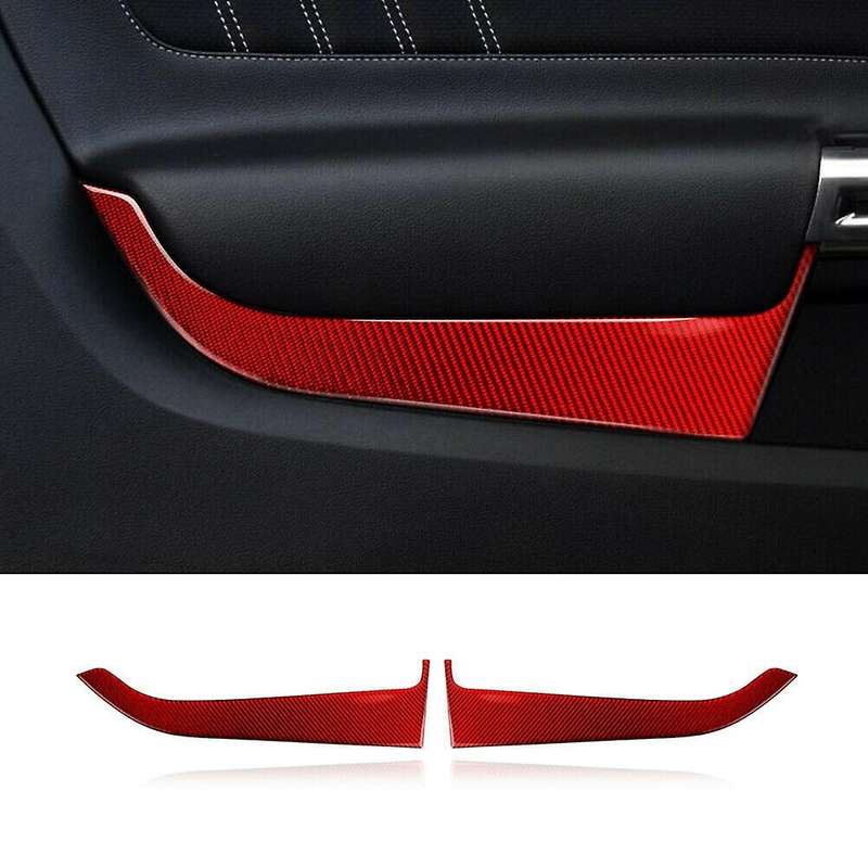 Carbon Pattern Red Interior Mouldings Car Door Panel Decoration Cover Stickers for 2015+ Styling