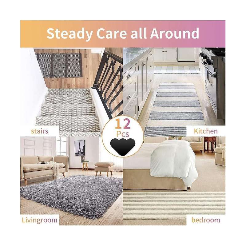 Carpet Gripper, Double Sided Non- Rug Tape Stickers Rug Pad Carpet Tape Corner Side Gripper for Floo