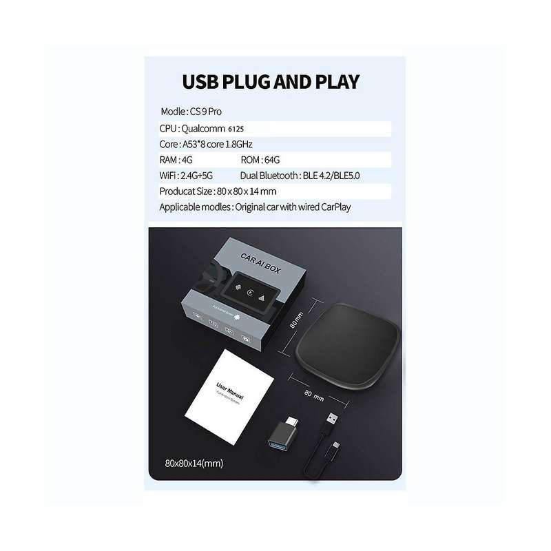 Carplay Mini Ai Box Andoroid 11 Wireless Carplay Android Auto for 4g Lte Gps Play