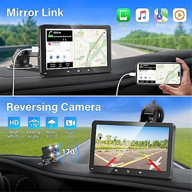 Carplay,7-inch Touchscreen Portable Car Audio System,car Radio with Reverse Camera,wireless Car Mp5