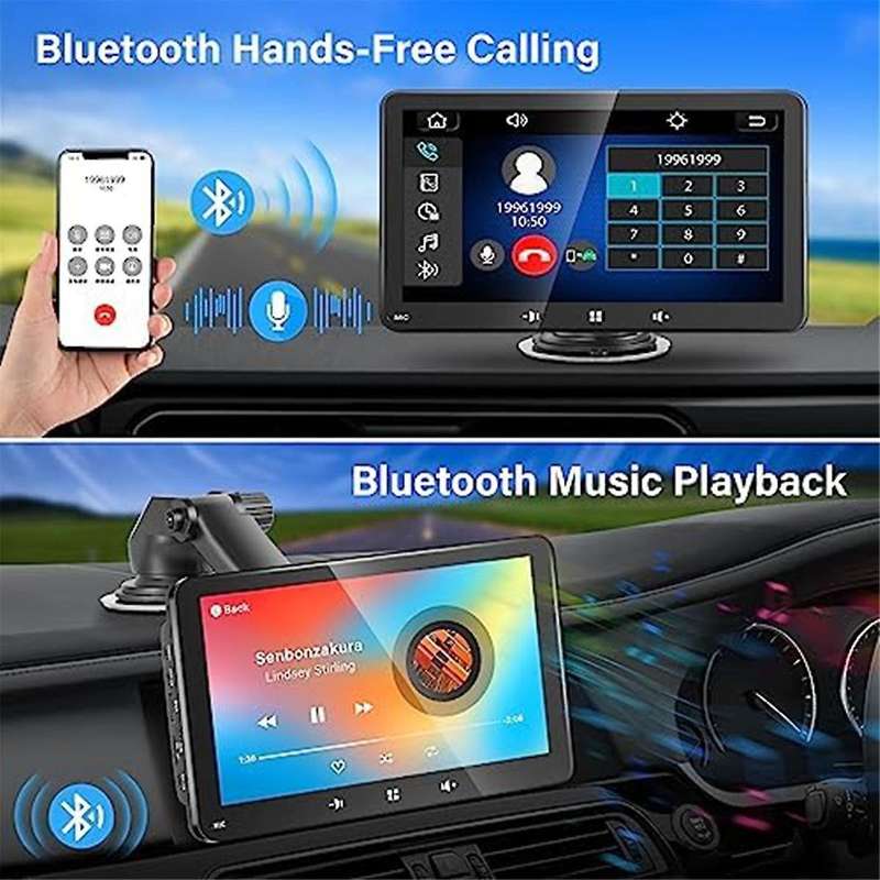 Carplay,7-inch Touchscreen Portable Car Audio System,car Radio with Reverse Camera,wireless Car Mp5
