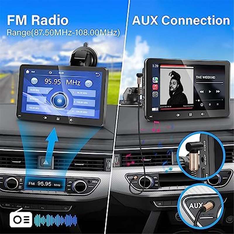 Carplay,7-inch Touchscreen Portable Car Audio System,car Radio with Reverse Camera,wireless Car Mp5