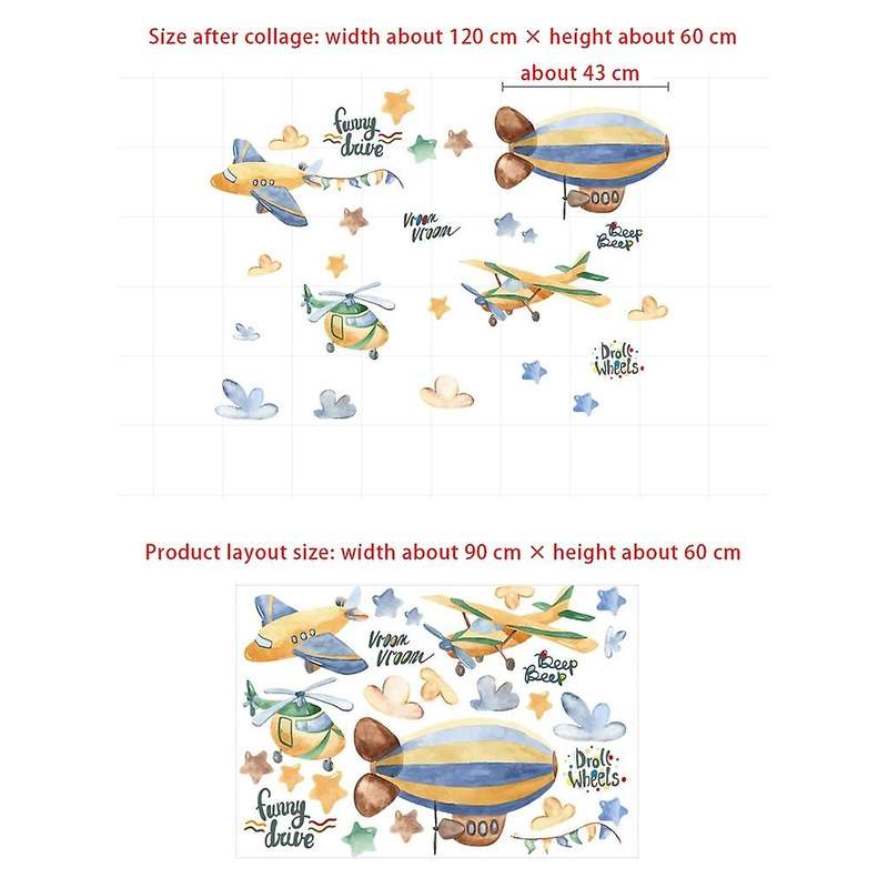 Cartoon Airship Wall Stickers for Kids Room Nursery PVC Wall Decals Art Wall Murals Poster DIY Home