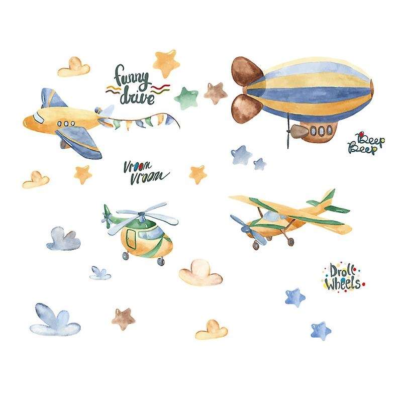Cartoon Airship Wall Stickers for Kids Room Nursery PVC Wall Decals Art Wall Murals Poster DIY Home