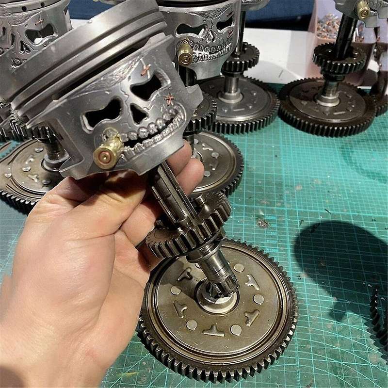 Carving Piston Skull Face Realistic Skull Sculpture Man Head Statue Office Home Table Gifts Hallowee