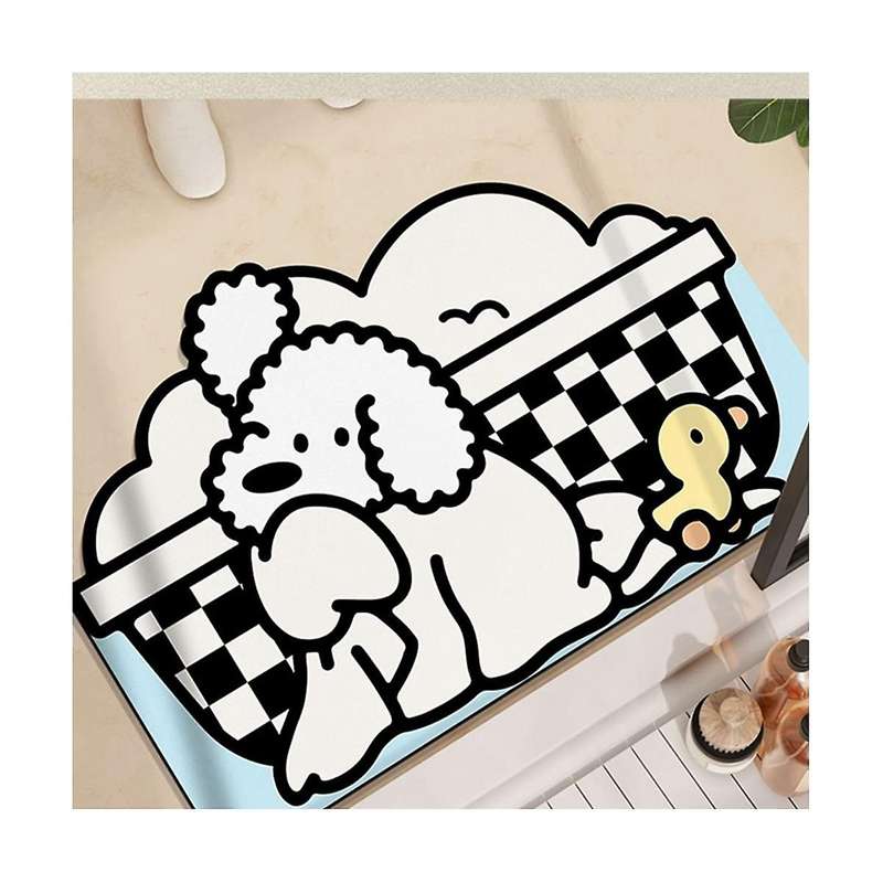 Cartoon Cute Animal Bathroom Non- Mat Absorbent Quick-drying Non- Wear-resistant Velvet Cushion