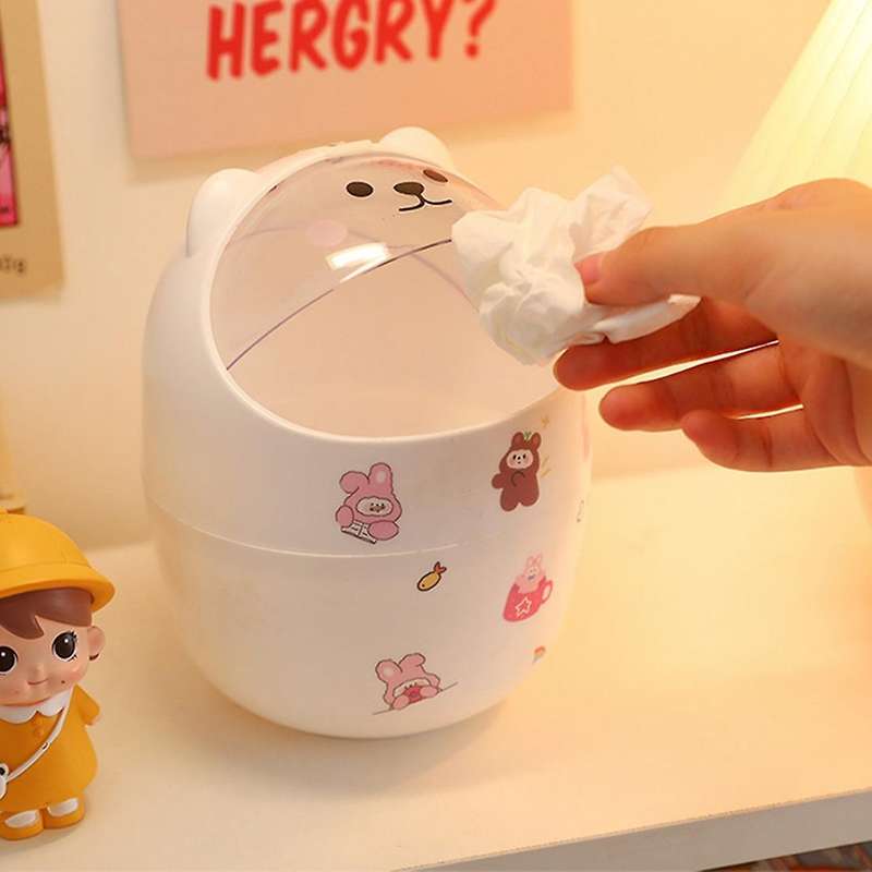 Cartoon Car Trash Can Portable Desktop Office Plastic Ashtray Cute Girl Bear Pen Holder Trash Can wi