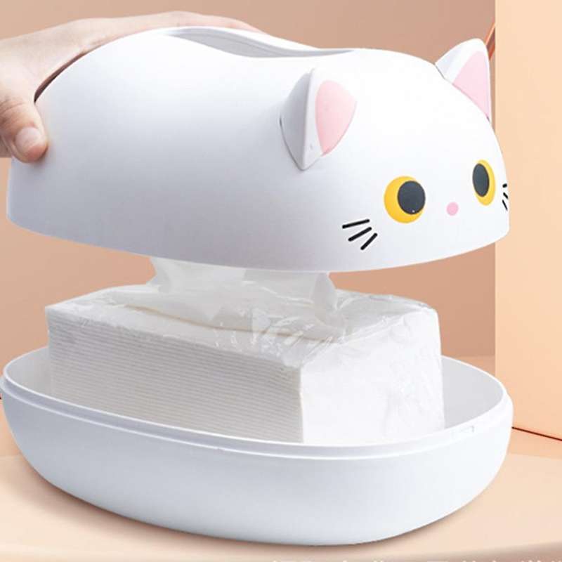 Cartoon Cat Tissue Box Multifunctional Storage Ornaments Home Decoration Bathroom Kitchen Home Stora