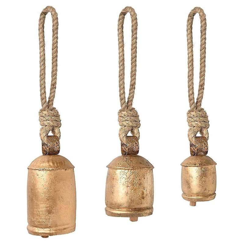 Cast Iron Hanging Cow Bells Set Of 3 Hanging Harmony Bells Garden Rustic Relaxing Tranquil Wind Chim