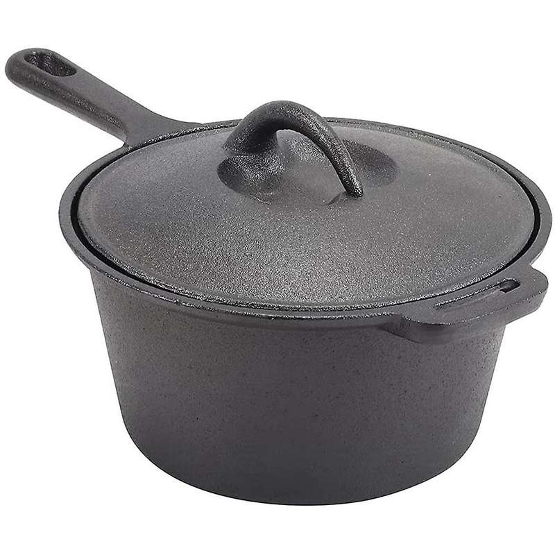 Cast Iron Saucepan, Non-Stick Pan with Lid Cast Iron Deep Pan, Suitable for Induction, Electric and