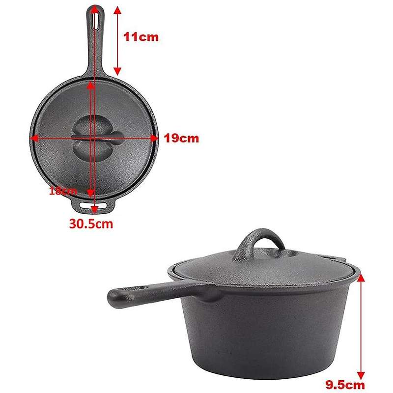 Cast Iron Saucepan, Non-Stick Pan with Lid Cast Iron Deep Pan, Suitable for Induction, Electric and