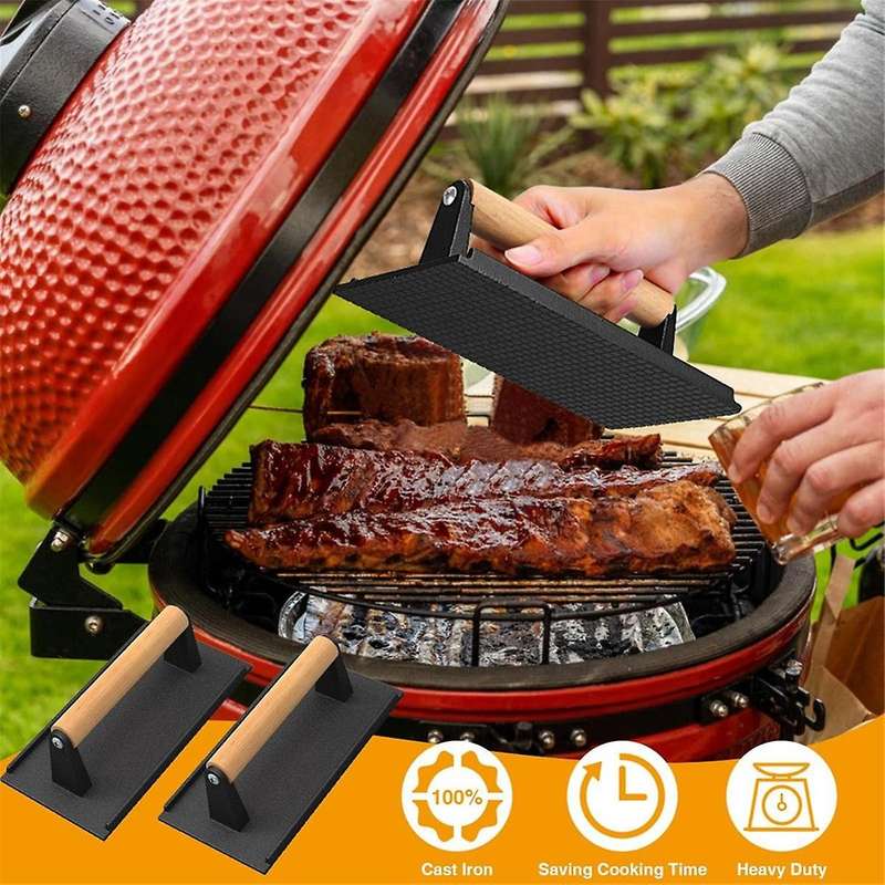 Cast Iron Grill Press-2pcs Heavy Duty Bacon/burger/griddle/chef Press, Grilled Steak, Meat, Sandwich