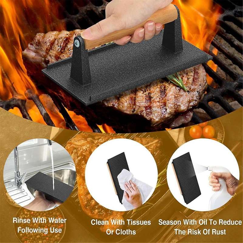Cast Iron Grill Press-2pcs Heavy Duty Bacon/burger/griddle/chef Press, Grilled Steak, Meat, Sandwich