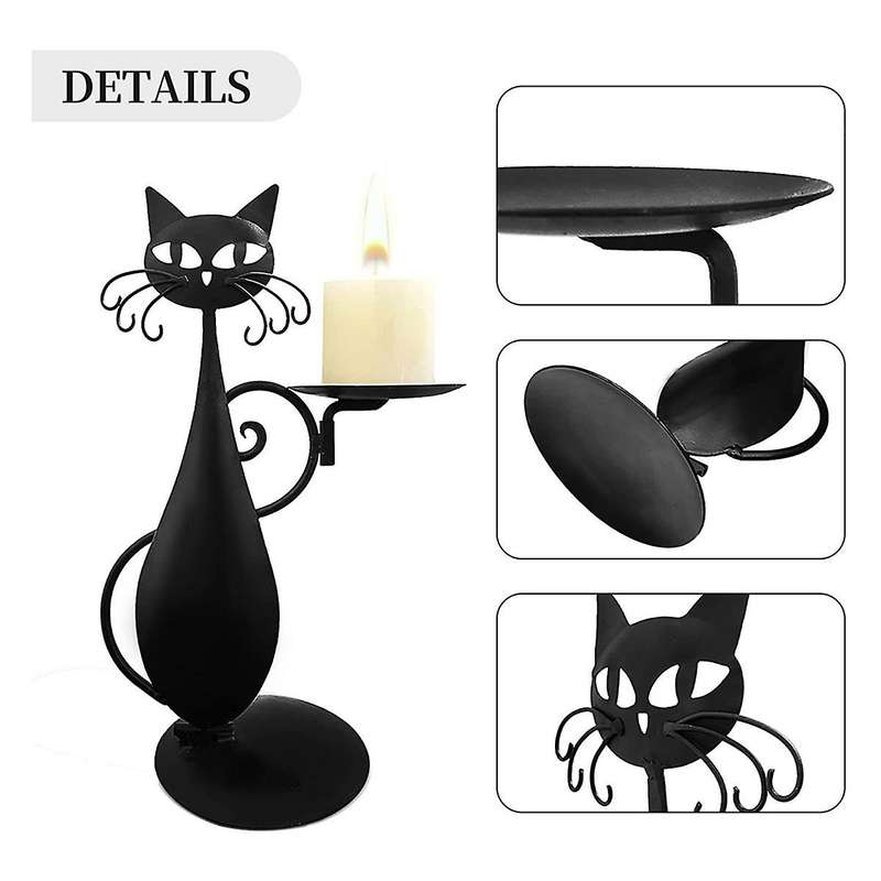 CAT Candle Holder Vintage Candlestick Desktop Candle Stand Decor for Farmhouse Party Centerpiece Dec
