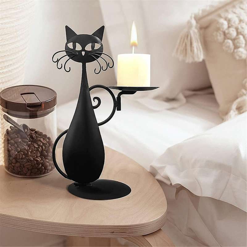 CAT Candle Holder Vintage Candlestick Desktop Candle Stand Decor for Farmhouse Party Centerpiece Dec