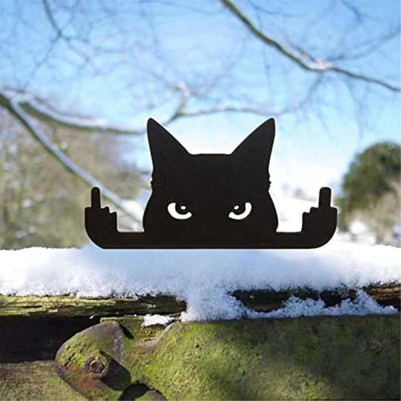 Cat Silhouette Garden Decoration - Garden Animal Silhouette - Backyard Cat Decoration