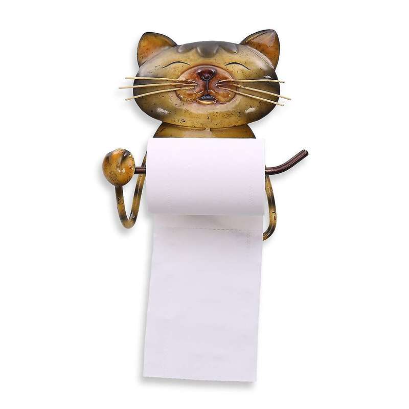 Cat Paper Toilet Towel Stand Holder Cute Design Rack Cat Cast Iron Holder Standing for Bathroom