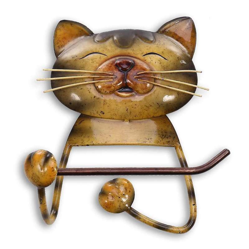 Cat Paper Toilet Towel Stand Holder Cute Design Rack Cat Cast Iron Holder Standing for Bathroom