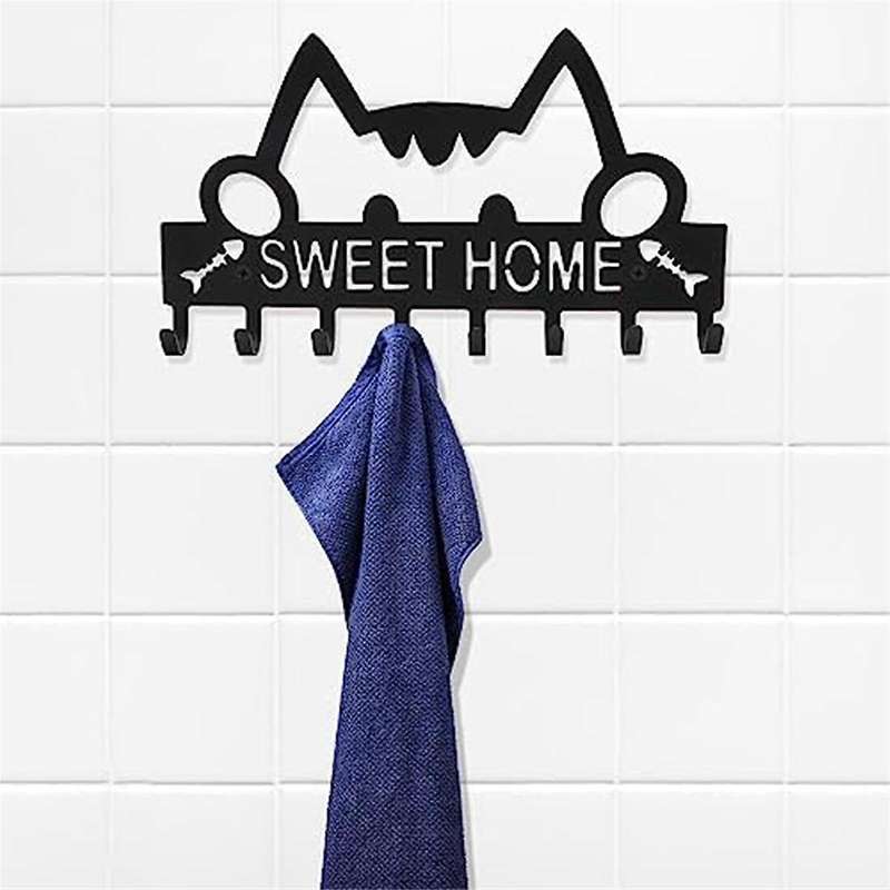 Cats Key Holder for Wall Decorative Modern Mounted Rack Small Coat Hook Cute Bathroom Wall Decor Fo