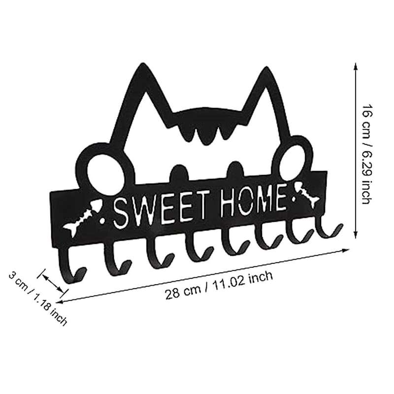 Cats Key Holder for Wall Decorative Modern Mounted Rack Small Coat Hook Cute Bathroom Wall Decor Fo
