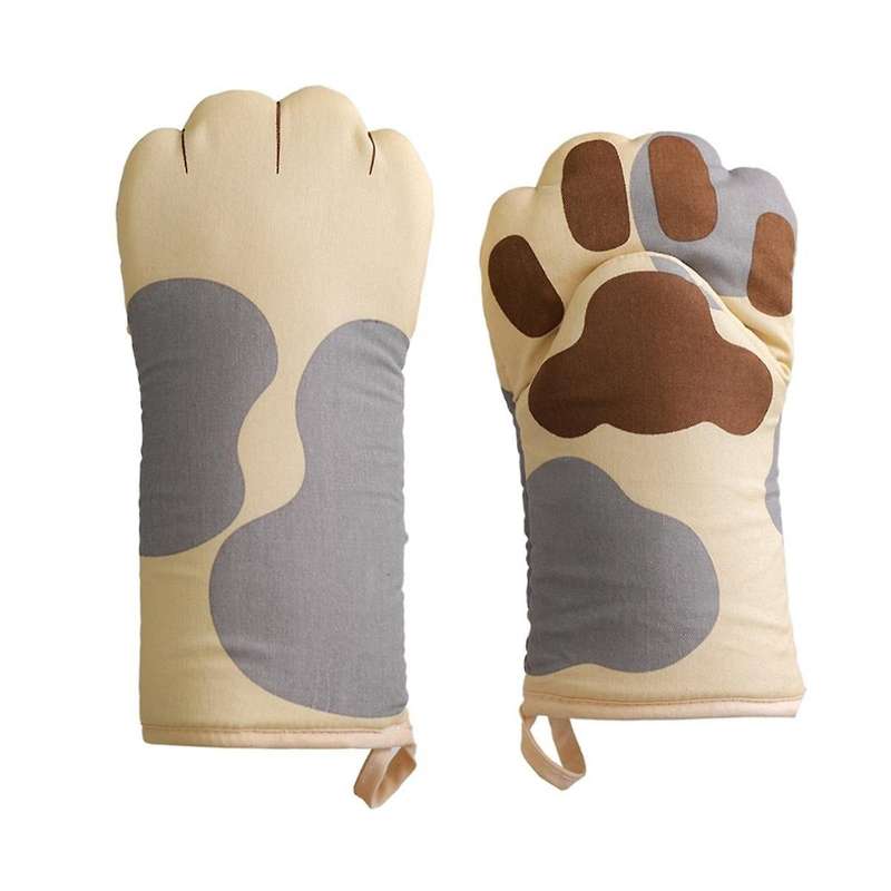 C-Cotton Cute Cat Oven Gloves Cat Claw Baking Heat Insulation Microwave Anti-Scald Gloves