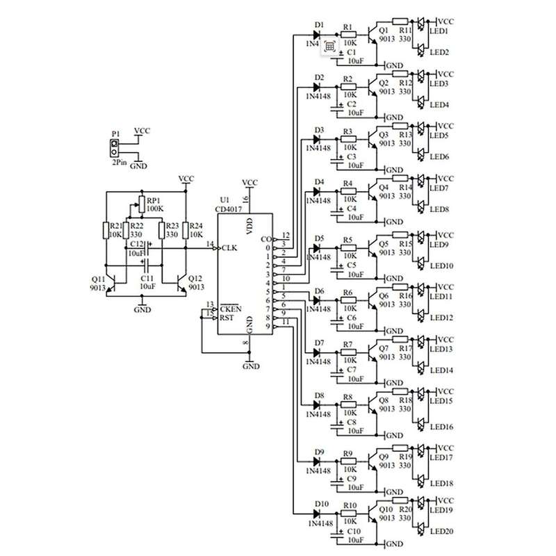 CD4017 Ring Gradient Led Water Lamp Diy Electronic Kit Fun Welding Production Parts for Traning and