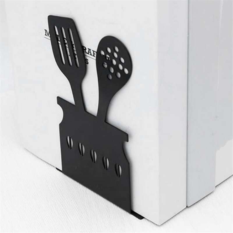 C-Decorative Hollow-Out Bookends for Art Hourglass Design Metal Book Stan
