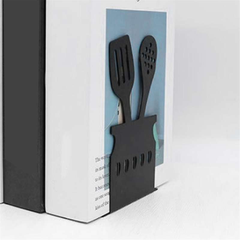 C-Decorative Hollow-Out Bookends for Art Hourglass Design Metal Book Stan