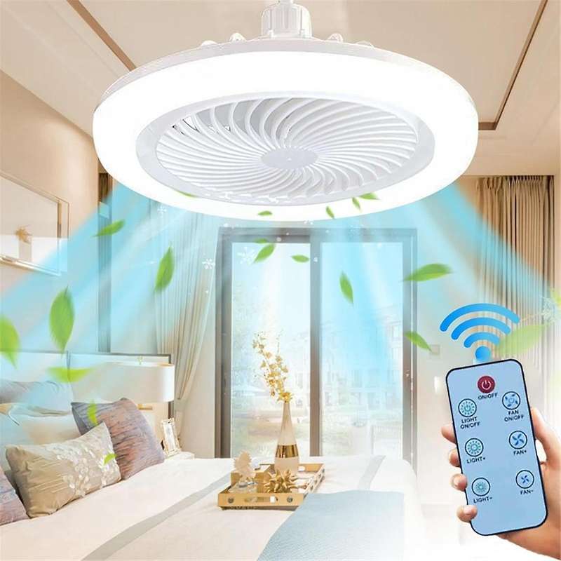 Ceiling Fan with Lights Low Profile Flush Mount Ceiling Fan E27 Bedroom Fan Light Smart Electric Fa