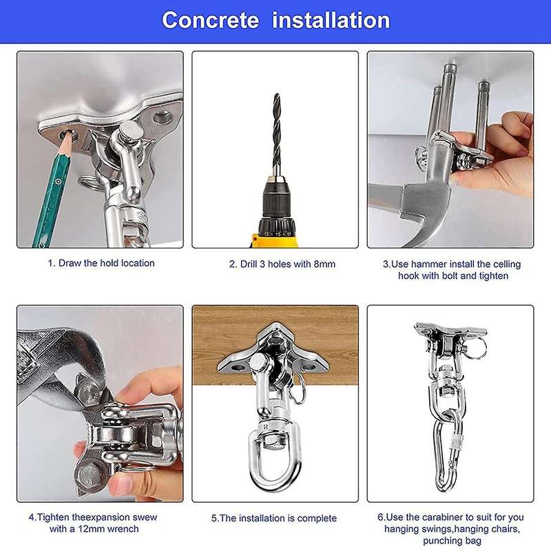 Ceiling Hook Hanging Chair 360 Rotate Ceiling Hook Suspension Swing Load 450KG Capacity,for Sandbag,