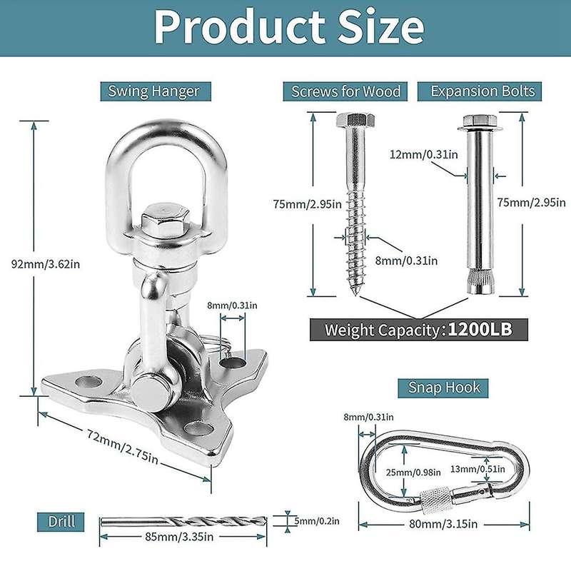 Ceiling Hook Hanging Chair 360 Rotate Ceiling Hook Suspension Swing Load 450KG Capacity,for Sandbag,