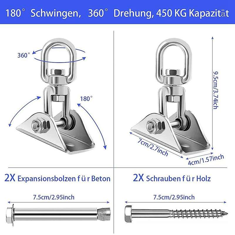Ceiling Hook Hanging Chair Swing Spring 360 Rotatable Ceiling Bracket 450KG Swing Suspension Hook Pu
